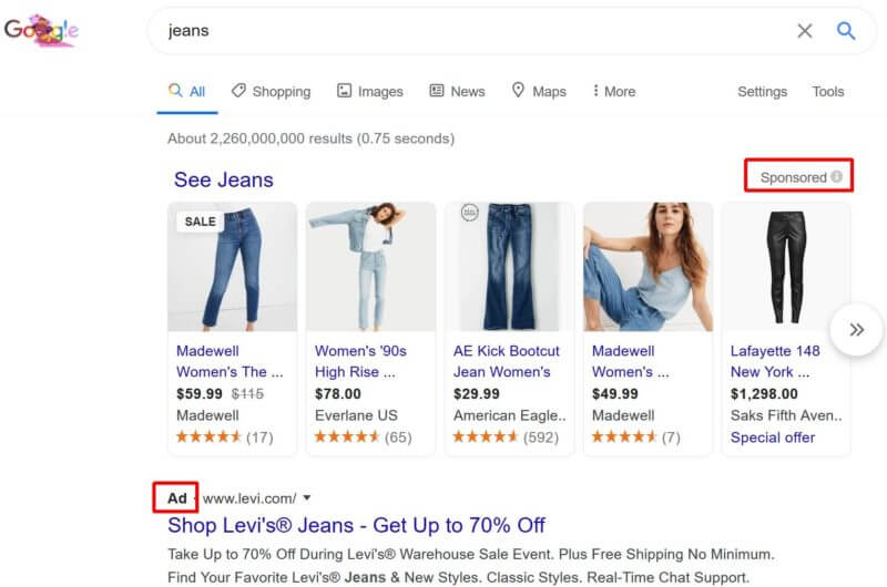 google-desktop-serp-jeans-ad-labels-marked